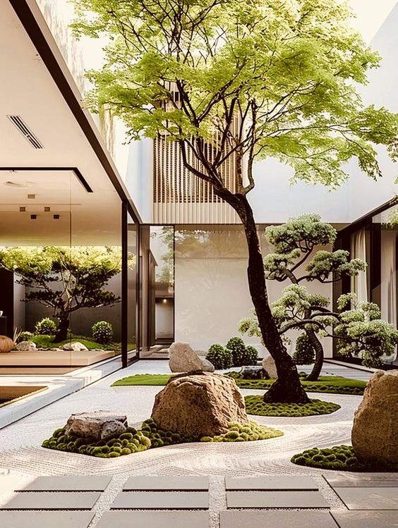 mẫu tiểu cảnh giếng trời trong nhà đẹp 